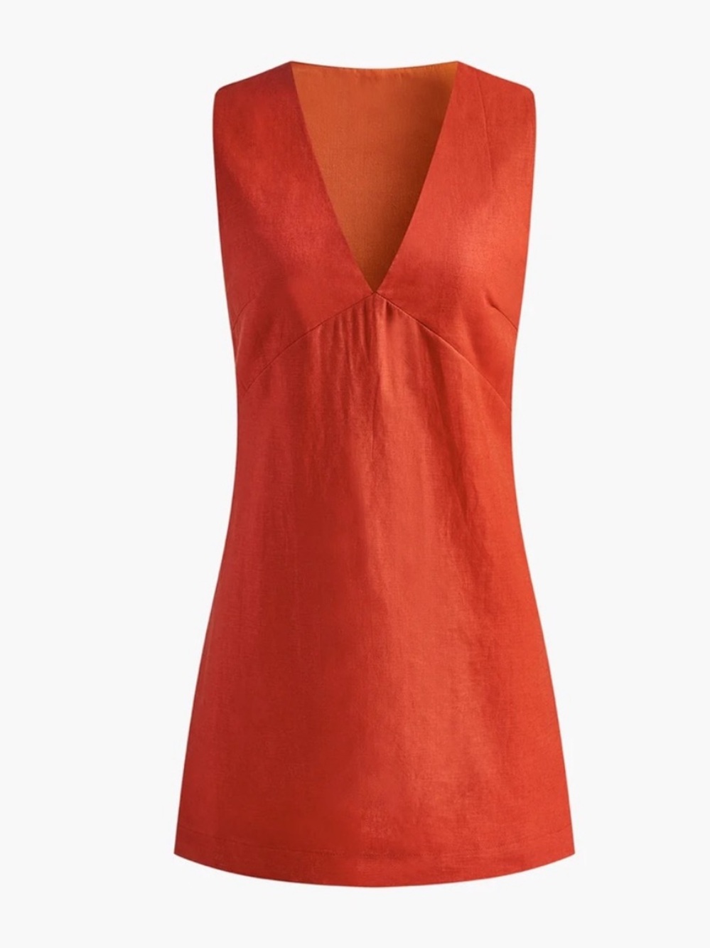 Commense Sleeveless Orange Linen Blend Mini Dress - Picture 3 of 8